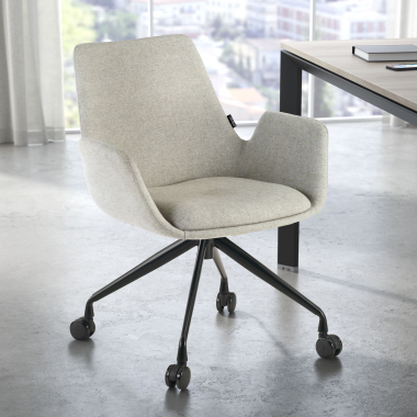 silla confidente negro gris giratoria con ruedas tela brazos tapizados 2