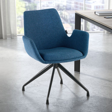 silla confidente negro azul giratoria tela brazos tapizados 2