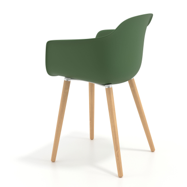 silla nordica verde giratoria madera plastico brazos fijos 6