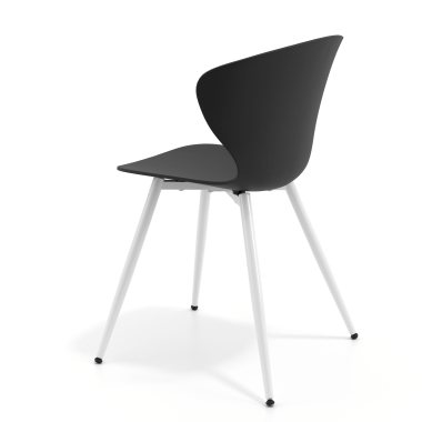 silla confidente blanco negro 4 patas plastico brazos fijos 6