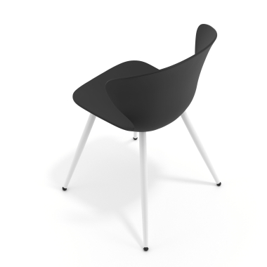 silla confidente blanco negro 4 patas plastico brazos fijos 7