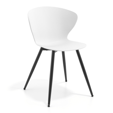 silla confidente negro blanco 4 patas plastico brazos fijos 1