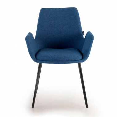 silla confidente negro azul 4 patas tela brazos tapizados 3