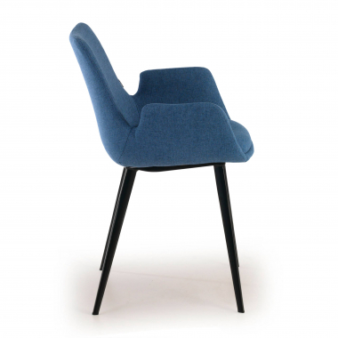 silla confidente negro azul 4 patas tela brazos tapizados 4