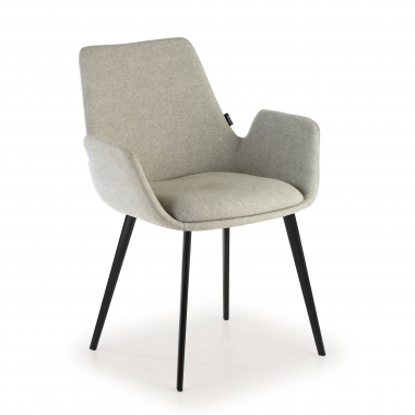 silla confidente negro gris 4 patas tela brazos tapizados 1