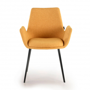 silla confidente negro amarillo 4 patas tela brazos tapizados 3