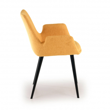 silla confidente negro amarillo 4 patas tela brazos tapizados 4