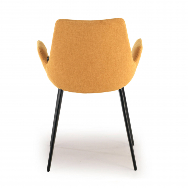 silla confidente negro amarillo 4 patas tela brazos tapizados 6