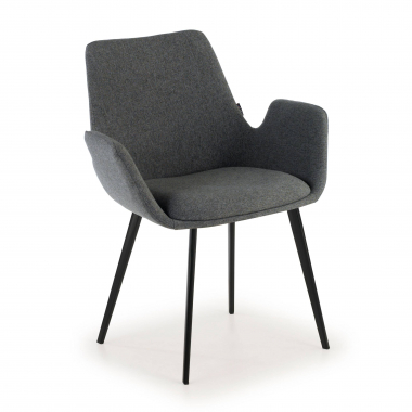 silla confidente negro antracita 4 patas tela brazos tapizados 1