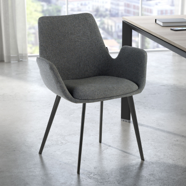 silla confidente negro antracita 4 patas tela brazos tapizados 2