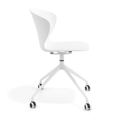 silla de reuniones blanco blanco con ruedas plastico brazos fijos 4