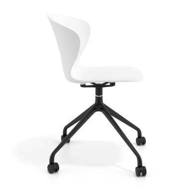 silla de reuniones negro blanco con ruedas plastico brazos fijos 4