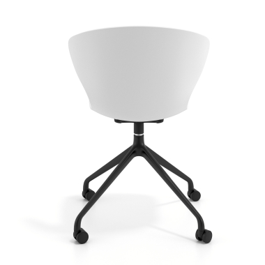 silla de reuniones negro blanco con ruedas plastico brazos fijos 5