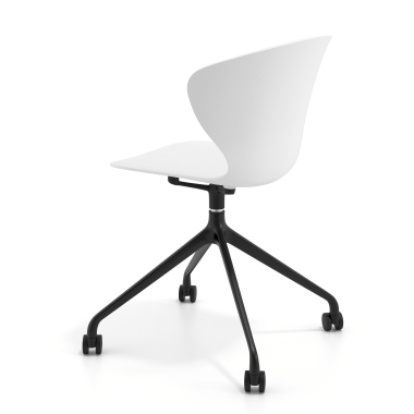 silla de reuniones negro blanco con ruedas plastico brazos fijos 6