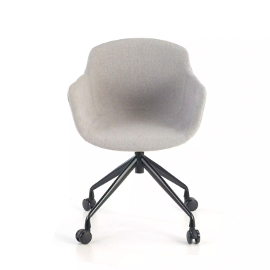 silla confidente gris giratoria con ruedas tela brazos tapizados 3