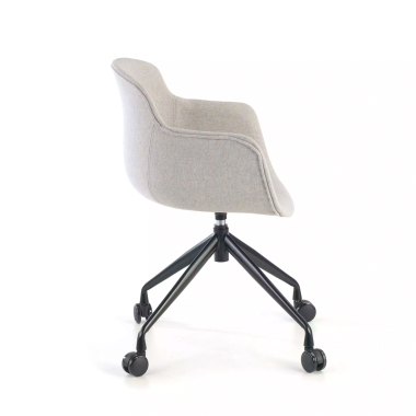 silla confidente gris giratoria con ruedas tela brazos tapizados 4