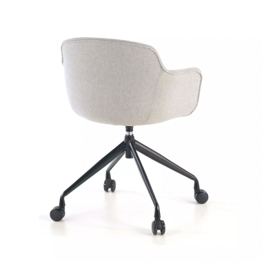 silla confidente gris giratoria con ruedas tela brazos tapizados 6