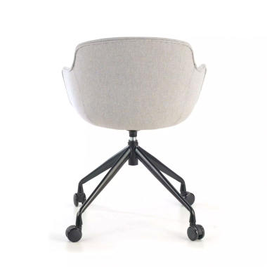 silla confidente gris giratoria con ruedas tela brazos tapizados 7