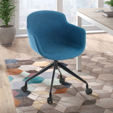 silla confidente negro azul giratoria con ruedas tela brazos tapizados 2