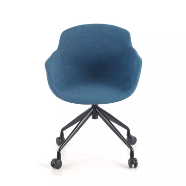 silla confidente negro azul giratoria con ruedas tela brazos tapizados 3