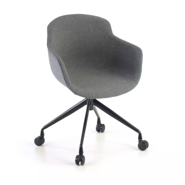 silla confidente negro antracita giratoria con ruedas tela brazos tapizados 1