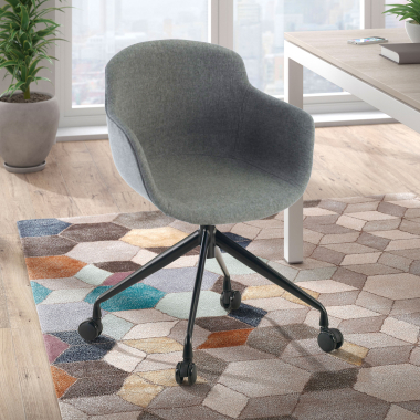 silla confidente negro antracita giratoria con ruedas tela brazos tapizados 2