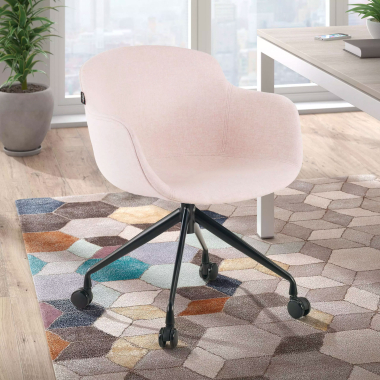 silla confidente negro beige giratoria con ruedas tela brazos tapizados 2