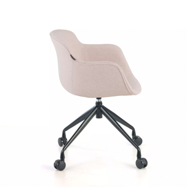 silla confidente negro beige giratoria con ruedas tela brazos tapizados 4