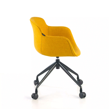 silla confidente negro amarillo giratoria con ruedas tela brazos tapizados 5