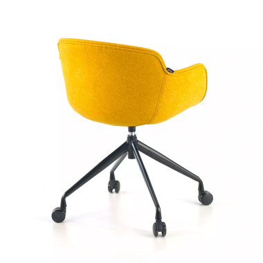 silla confidente negro amarillo giratoria con ruedas tela brazos tapizados 6