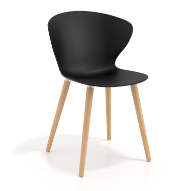 silla nordica negro patas de madera plastico brazos fijos 1