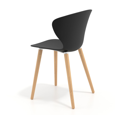 silla nordica negro patas de madera plastico brazos fijos 6