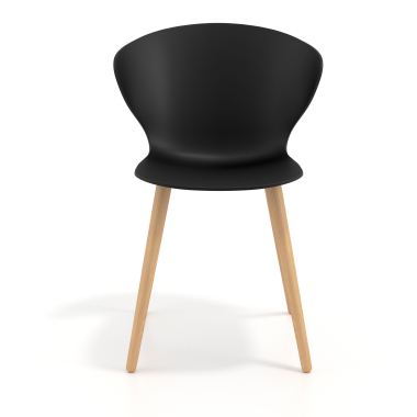 silla nordica negro patas de madera plastico brazos fijos 3