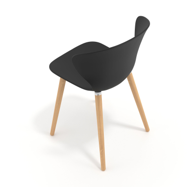 silla nordica negro patas de madera plastico brazos fijos 7