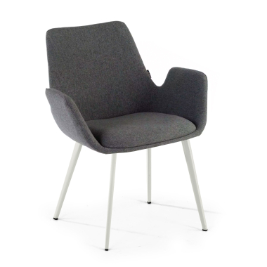 silla confidente blanco antracita 4 patas tela brazos tapizados 1