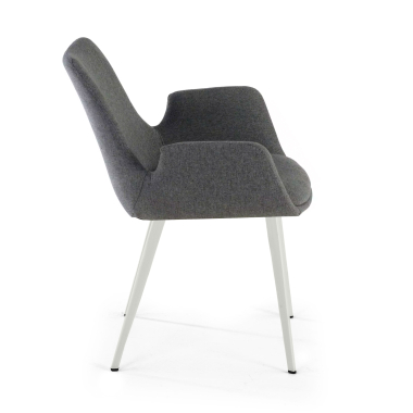 silla confidente blanco antracita 4 patas tela brazos tapizados 4