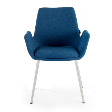 silla confidente blanco azul 4 patas tela brazos tapizados 3