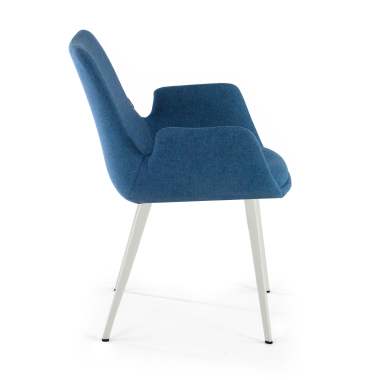 silla confidente blanco azul 4 patas tela brazos tapizados 5