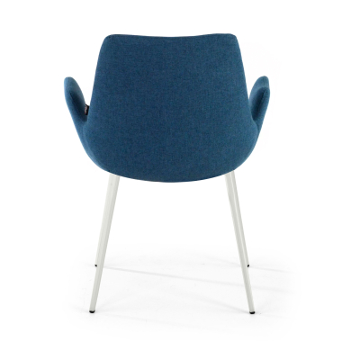 silla confidente blanco azul 4 patas tela brazos tapizados 6
