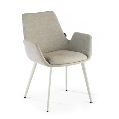 silla confidente blanco gris 4 patas tela brazos tapizados 1