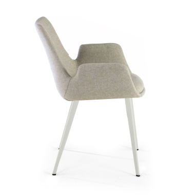 silla confidente blanco gris 4 patas tela brazos tapizados 4