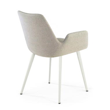silla confidente blanco gris 4 patas tela brazos tapizados 5