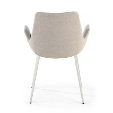 silla confidente blanco gris 4 patas tela brazos tapizados 6