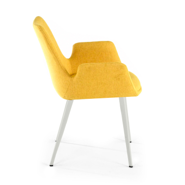 silla confidente blanco amarillo 4 patas tela brazos tapizados 4