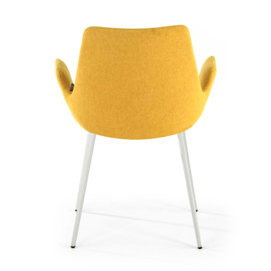 silla confidente blanco amarillo 4 patas tela brazos tapizados 6
