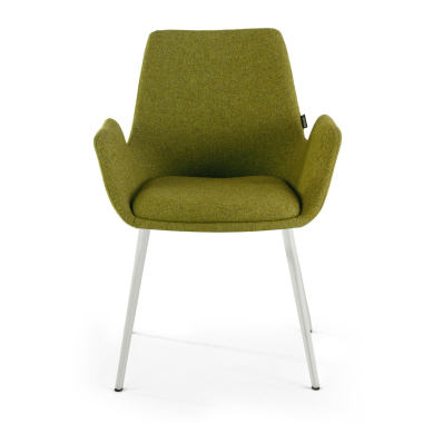 silla confidente blanco verde 4 patas tela brazos tapizados 3