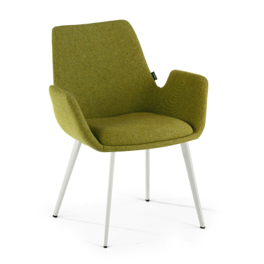 silla confidente blanco verde 4 patas tela brazos tapizados 1
