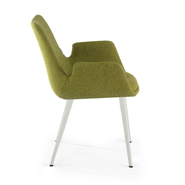 silla confidente blanco verde 4 patas tela brazos tapizados 4