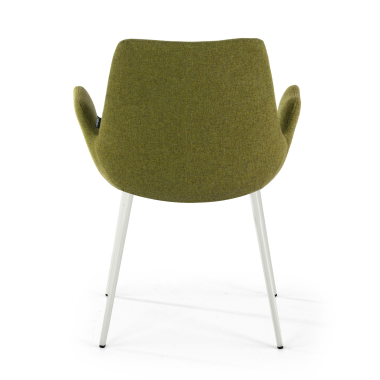 silla confidente blanco verde 4 patas tela brazos tapizados 6