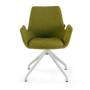 silla confidente blanco verde giratoria tela brazos tapizados 3
